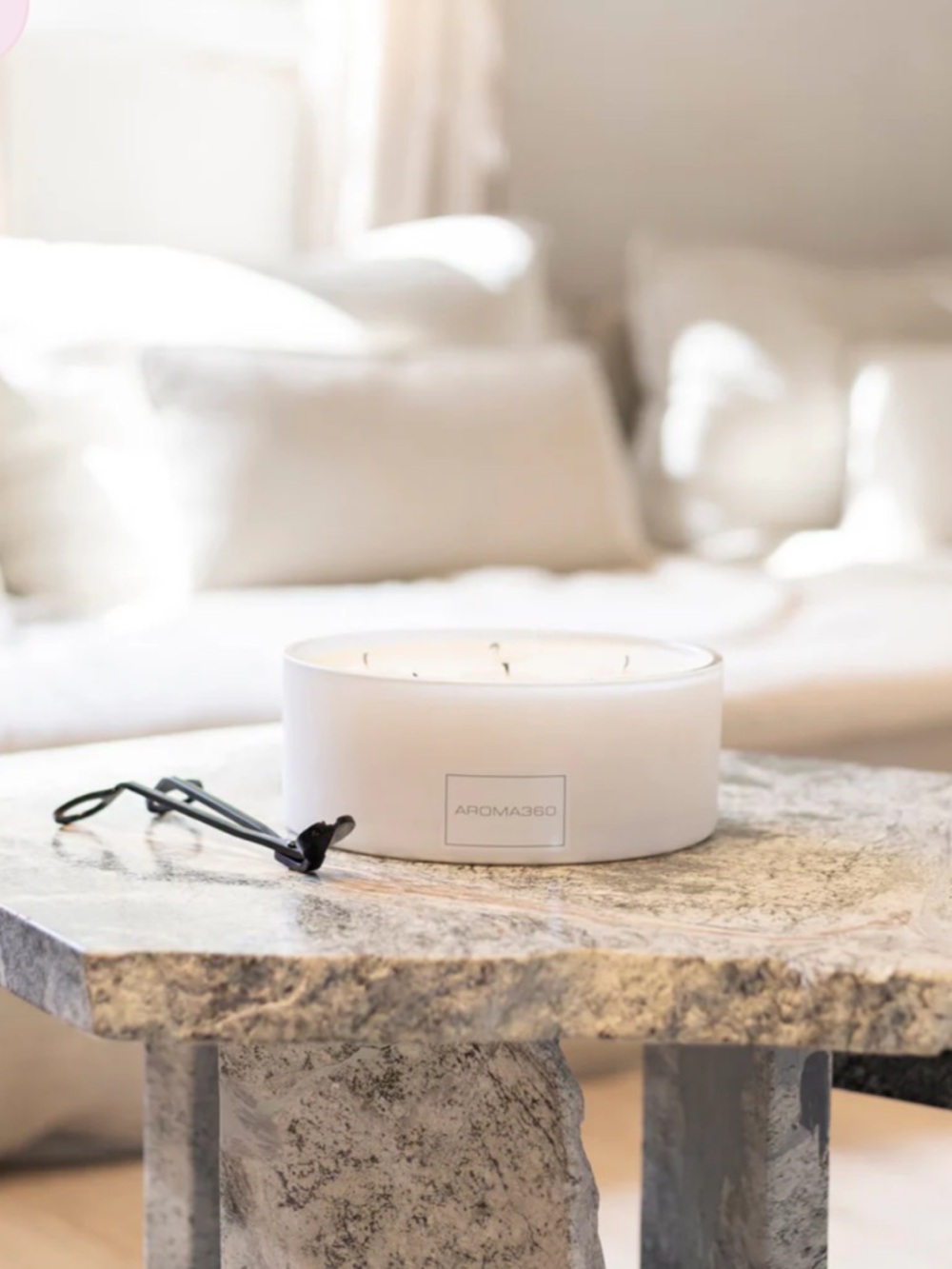 Hotel Collection Aroma360 Iris Large White 6 Wick Scented Candle